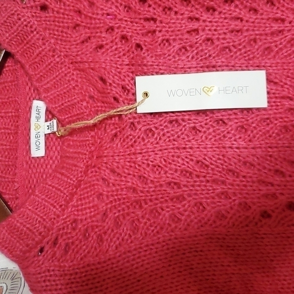 𝅺NWT Women Nordstrom Woven Heart Knit Sweater  Size M - Picture 5 of 5